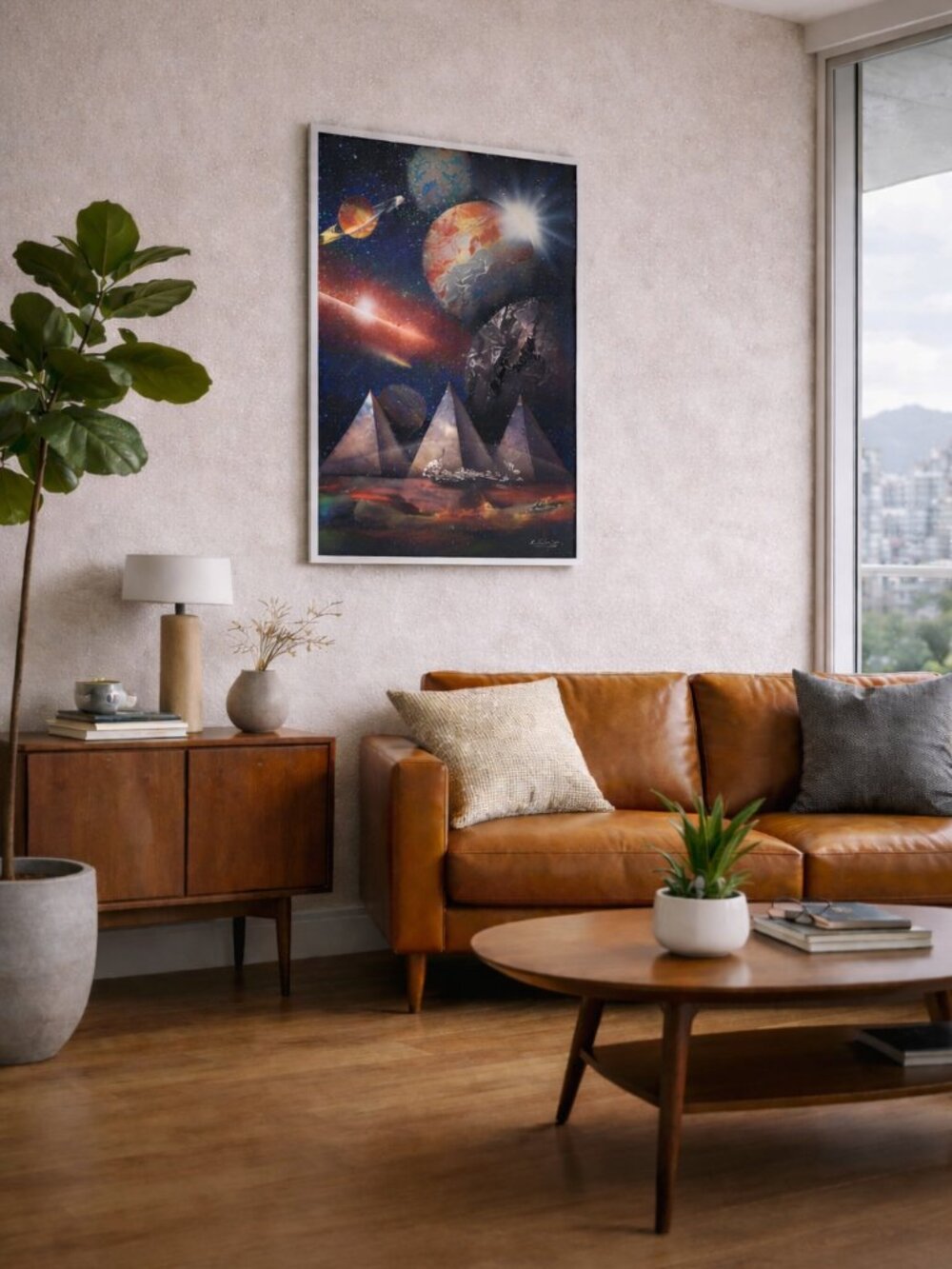 Sci Fi Space Art Cosmic Planet Painting Retro Futurism Decor Vaporwave Adjacent